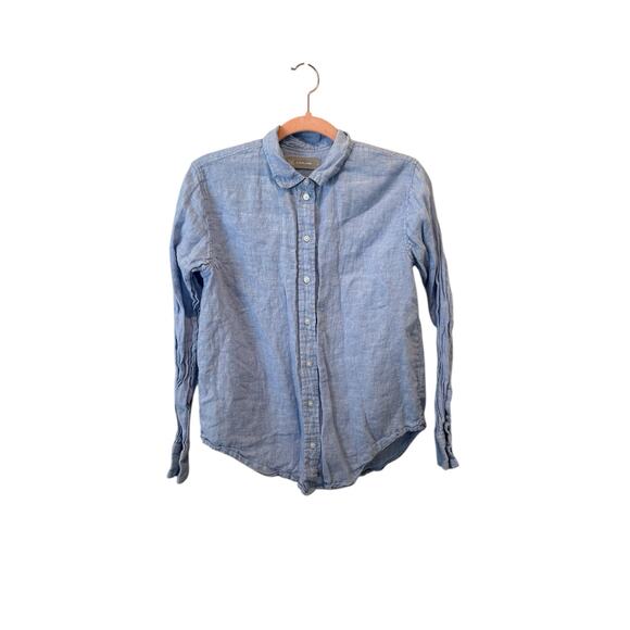 Everlane The Linen Relaxed Shirt Long Sleeve Classic Coastal Button Down Shirt 2 - Picture 6 of 11
